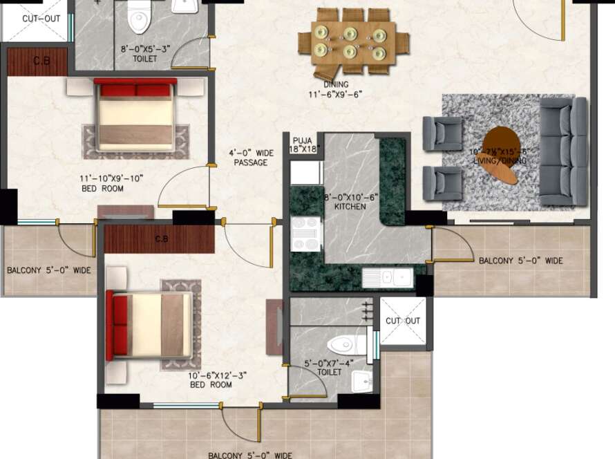 A-103, 2BHK Flat in Varanasi